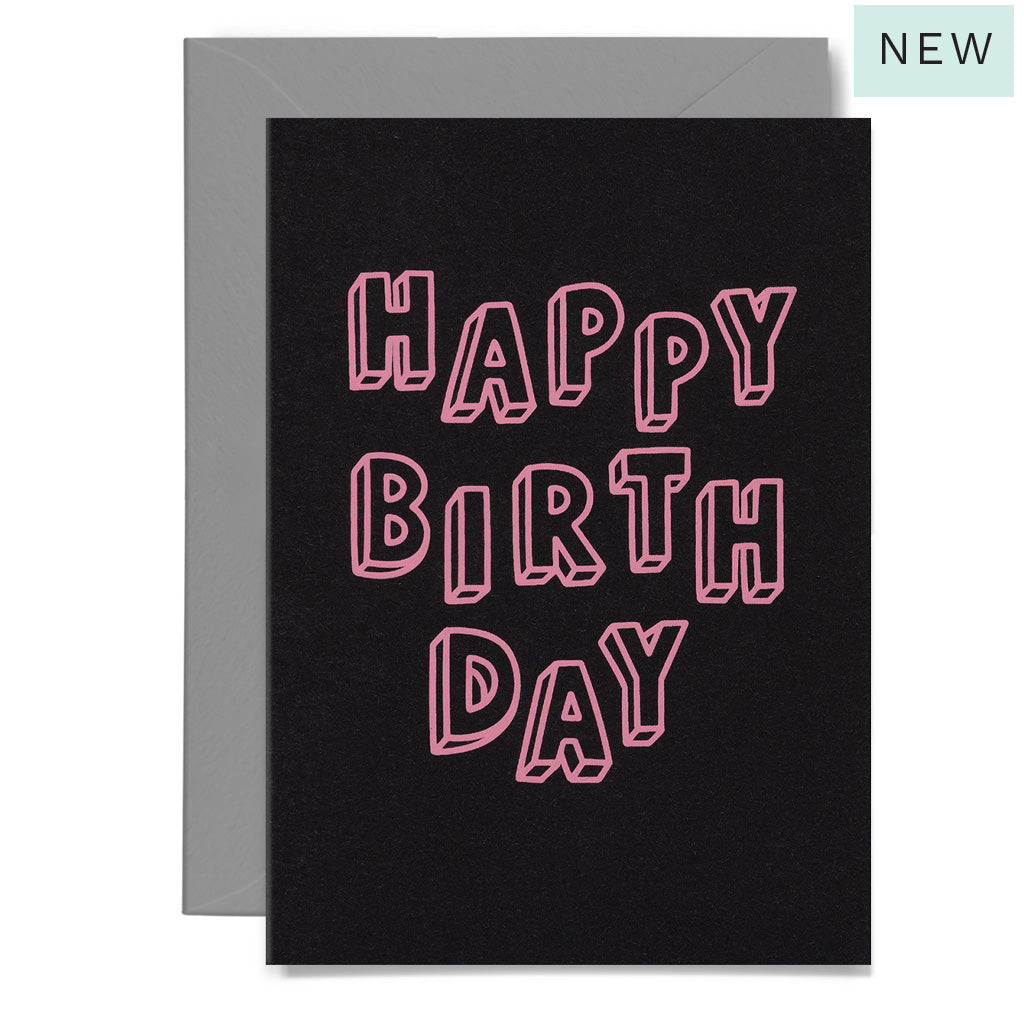 3D BIRTHDAY - various colours - Retail / Sherbet on black card