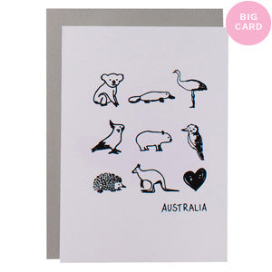 BIG CARD - AUSTRALIAN ANIMALS - various colours