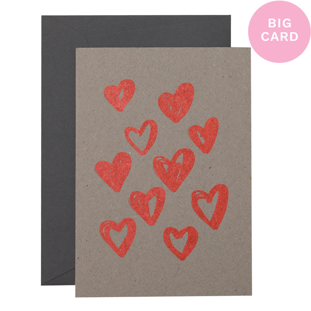 BIG CARD - HEART SCATTER - various colours