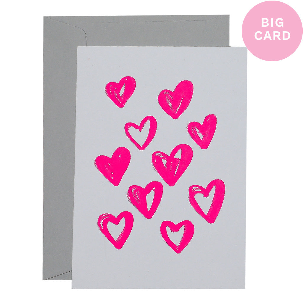 BIG CARD - HEART SCATTER - various colours
