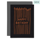Black card with orange 'Happy Birthday' text 