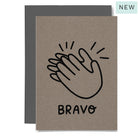Kraft paper card with clapping hands illustration and 'Bravo' text