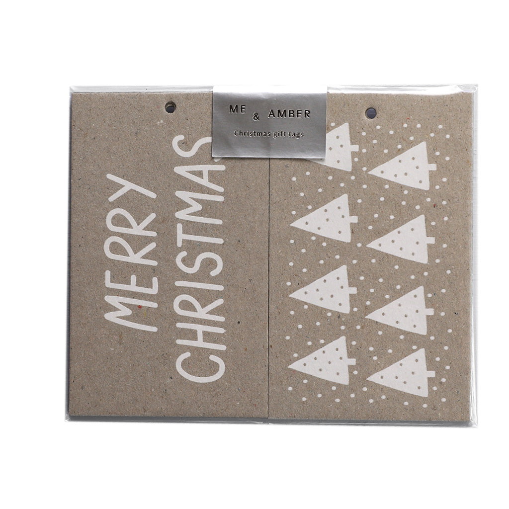 CHRISTMAS GIFT TAGS - WHITE ON NATURAL