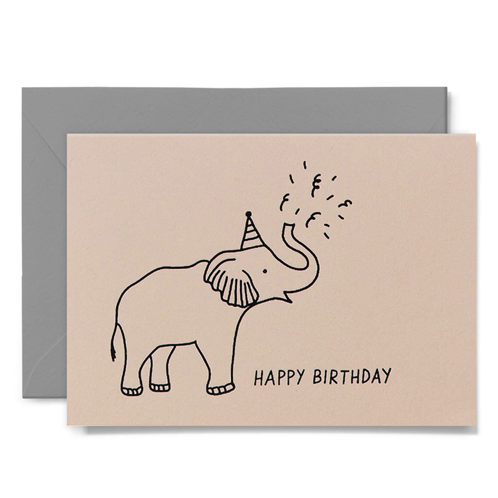 Cute elephant illustration birthday card