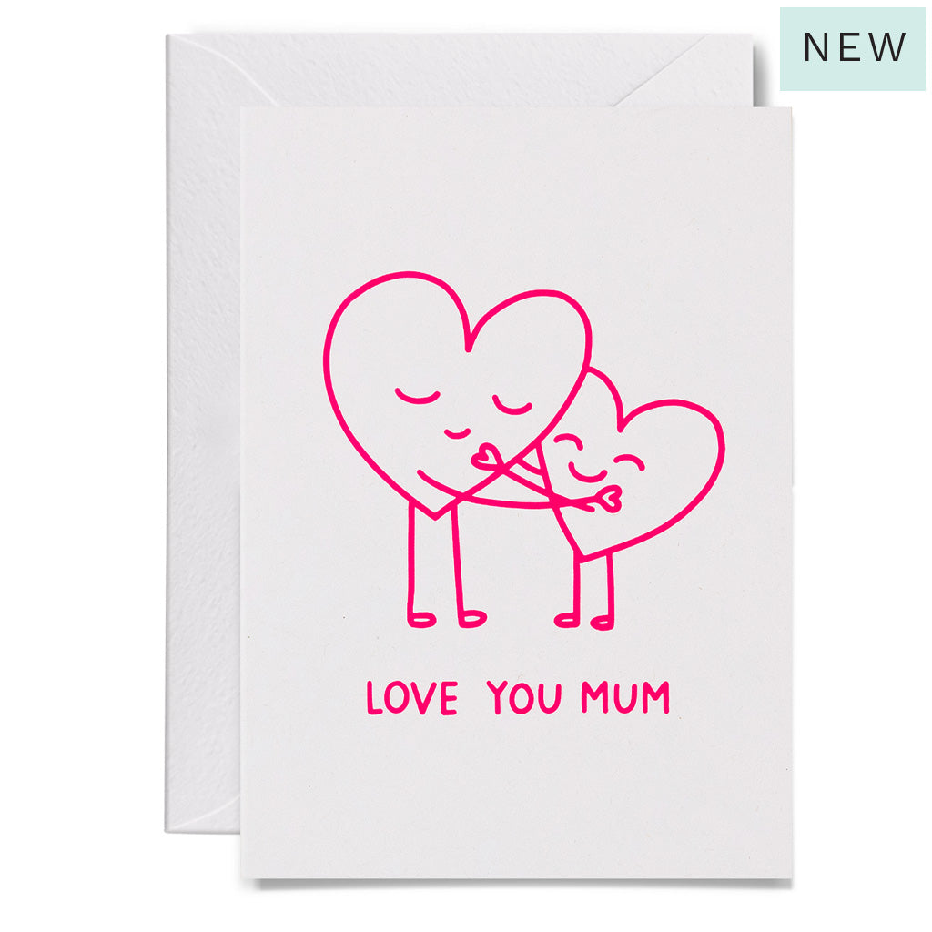 hugging hearts mum pink white cards