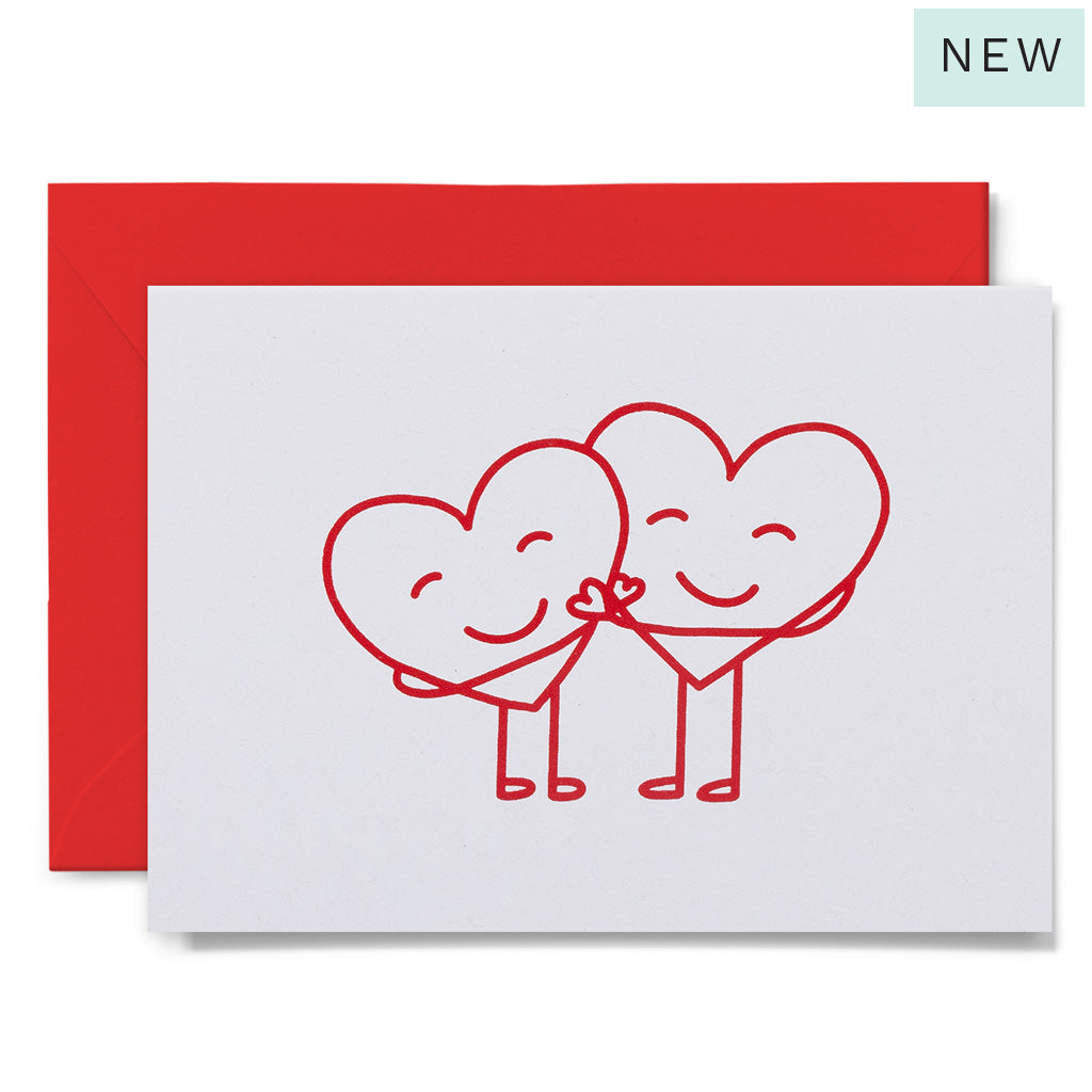 hugging hearts red whitecards