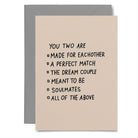 Perfect match and soulmate message card