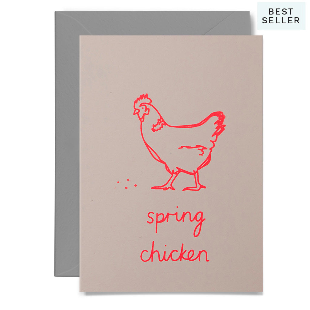 Spring chicken greeting card design