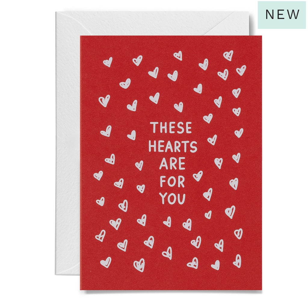 Red card with white hearts